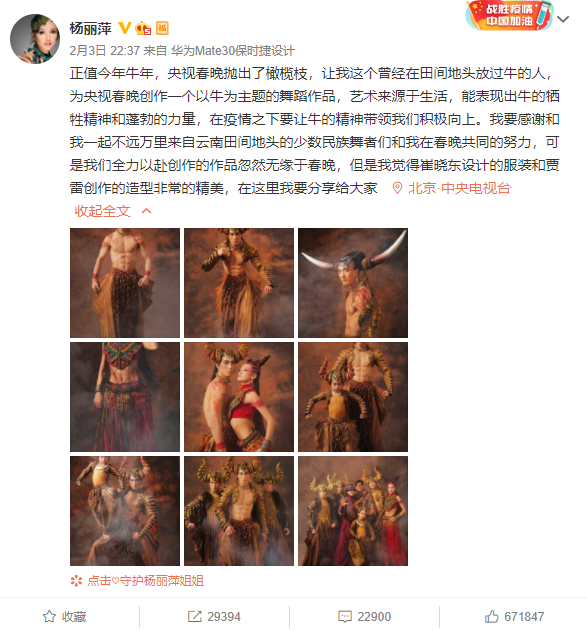 杨丽萍无缘央视春晚 本人发文透露遗憾:全力以赴创作的作品忽然没了